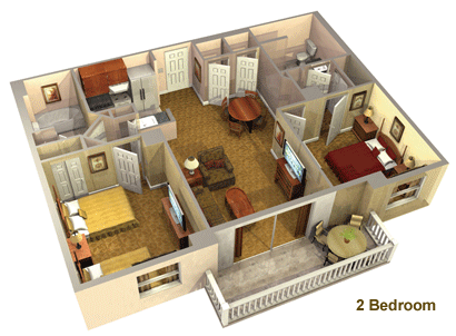 Lake Eve Resort 2 Bedroom Layout